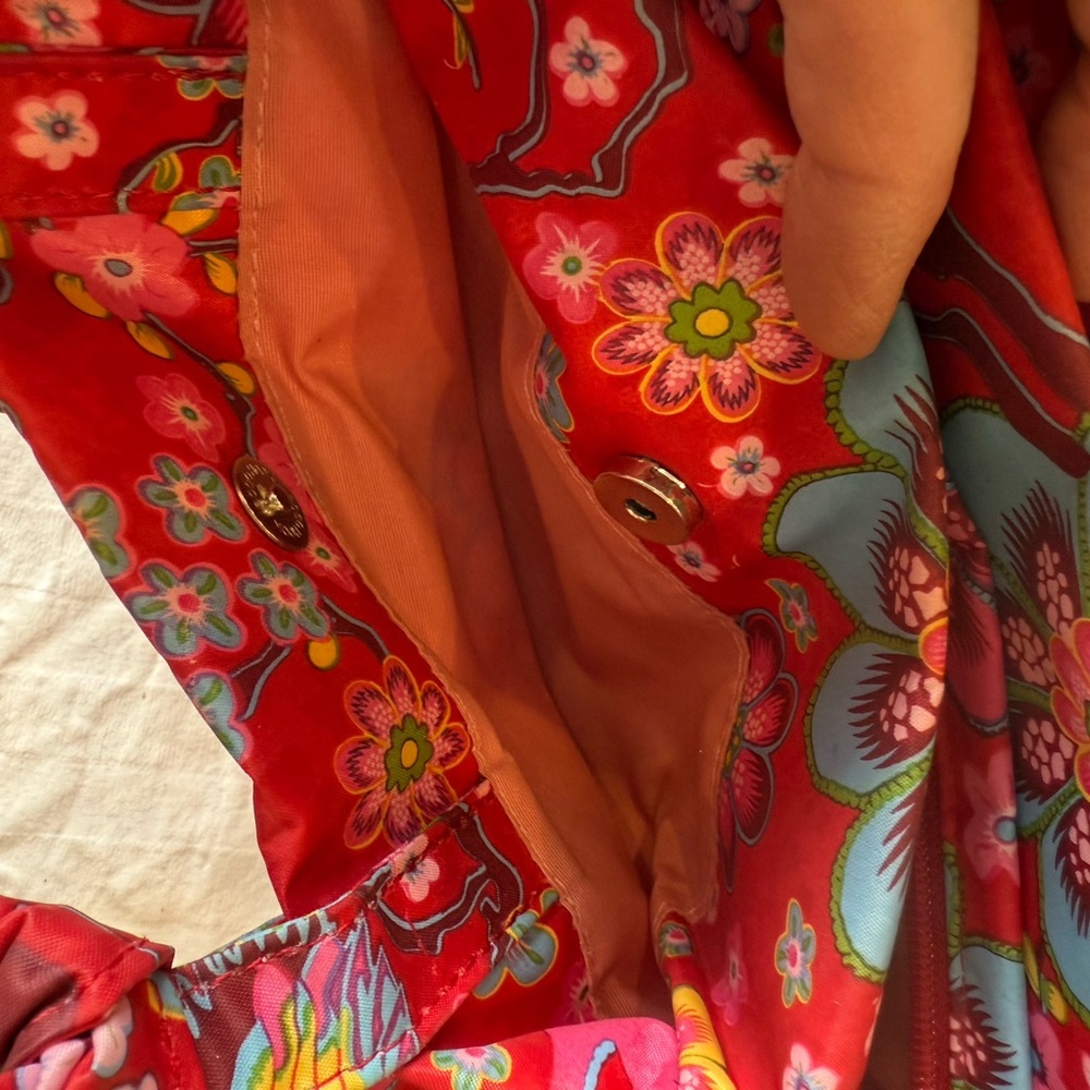 Oilily Red Floral Handbag with Removable Strap - Picture 8 of 10